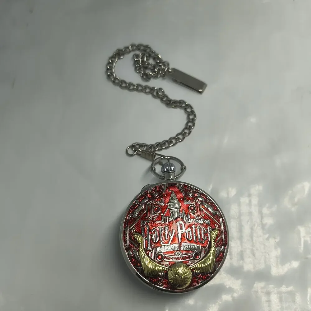Harry Potter Music Box Pocket Watch Quartz Movement w/Chain Red
